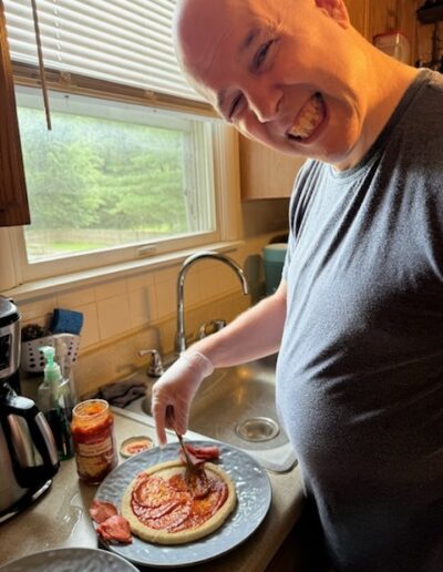 Having fun making pizza!