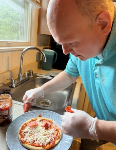 Having fun making pizza!