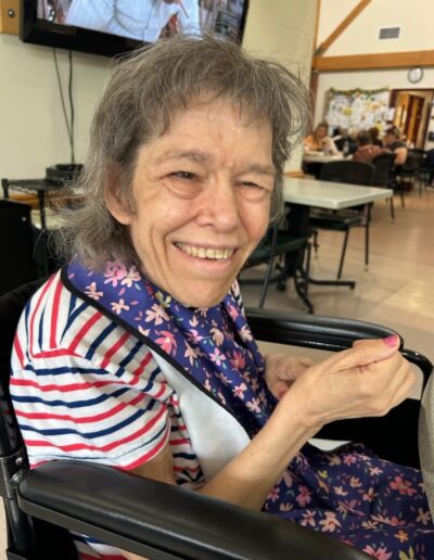 Pam all smiles for lunch!!